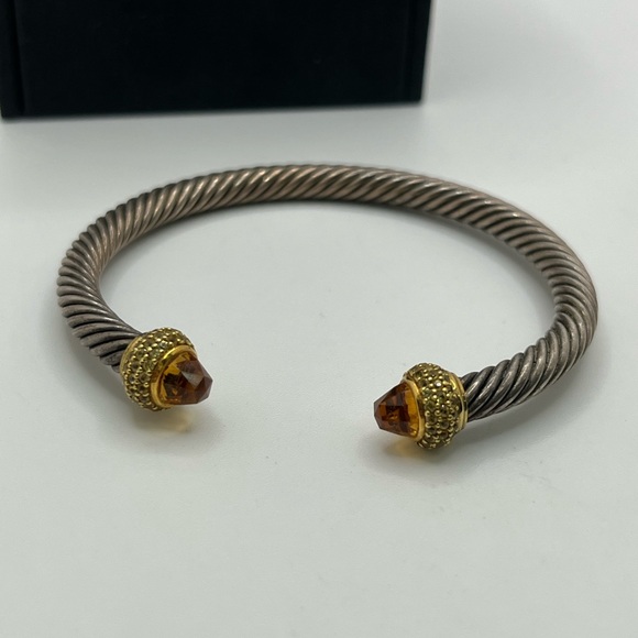 David Yurman 18K Gold & Sterling Citrine Yellow Sapphire Cuff Bracelet *Rare* - Picture 3 of 7